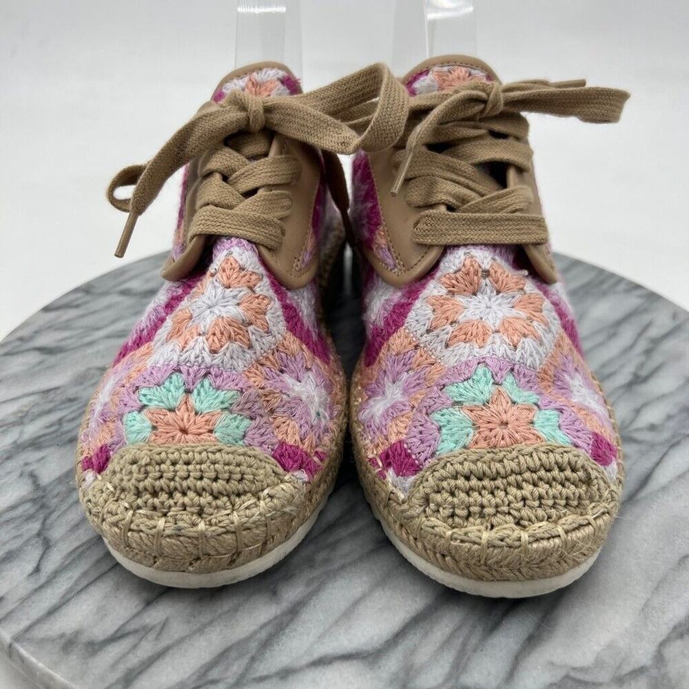 Copper Key Womens 8 Shoes Sandbar Espadrille Sneakers Knit Crochet Lace Up - Picture 3 of 13